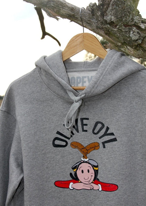 HOODED SWEATSHIRT WITH OLIVE OYL CHEST PRINT