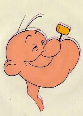 WONDERFUL PORTRAIT OF POPEYE FOUND ON PINTEREST. I NEVER SAW HIM BEFORE WITHOUT HIS HEAD AND TWO HAIRS