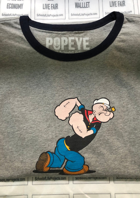 REGULAR FIT 'MARCHING POPEYE' RINGER TEE