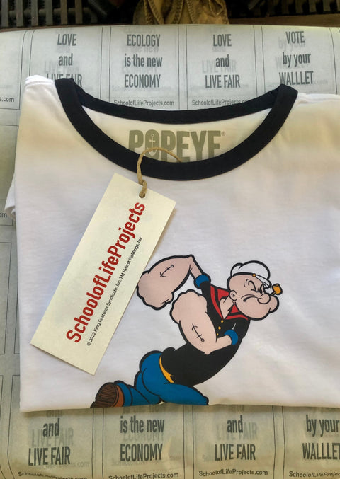 PICTURE OF RINGER TEE WITH POPEYE THE MARCHING SAILORMAN 