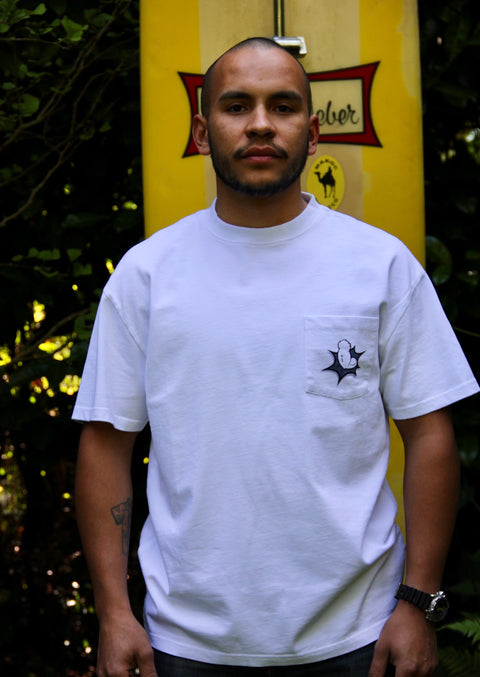 FRONT VIEW SCHOOLOFLIFEPROJECTS, POPEYE TEE WITH CHEST POCKET