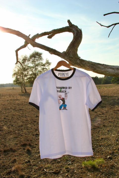 SCHOOLOFLIFEPROJECTS T SHIRT HANGING IN THE OPEN AIR WITH A FRONT- AND BACK GRAPHIC