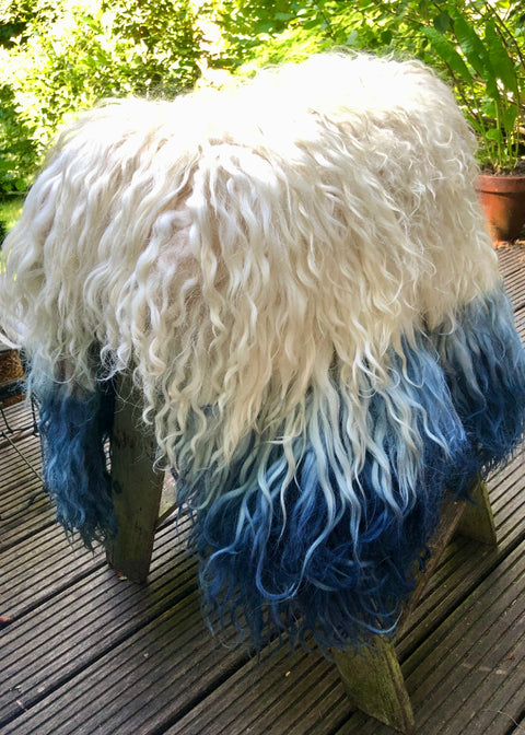 Picture from one of our SchoolofLife handmade felted weighted blankets. Dyed with natural indigo. the backside is felted. No animal cruelty for this product! Vegan product. 