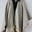 PONCHO MANTEIGAS IN WOOLWHITE, GREY MELEE AND RED