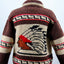 HANDKNITTED CARDIGAN (COWICHAN STYLE) WITH NATIVE AMERICAN PATTERN IN 100% SHEEPWOOL