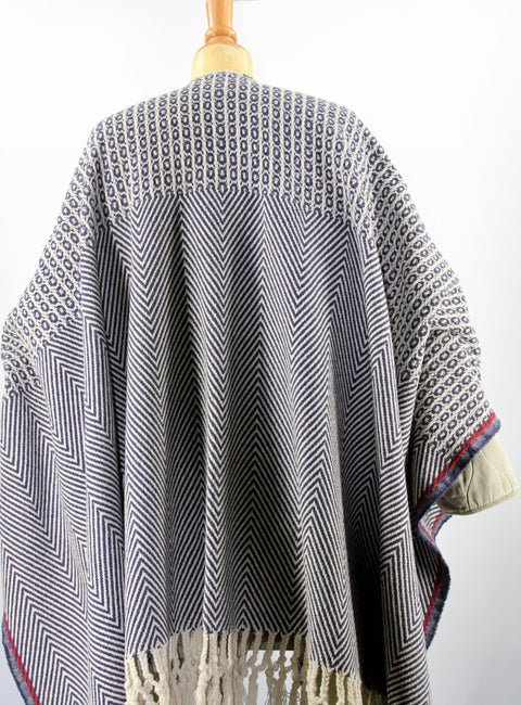 THE ICONIC DENIM PONCHO IN 100% ECO WOOL