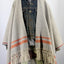 WOVEN PONCHO WITH HANDMADE FRINGES, ECO WOOL