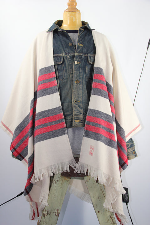 PONCHO SAO LOURENCO IN 50% ORGANIC COTTON AND 50% SHEEPWOOL (OFF WHITE)